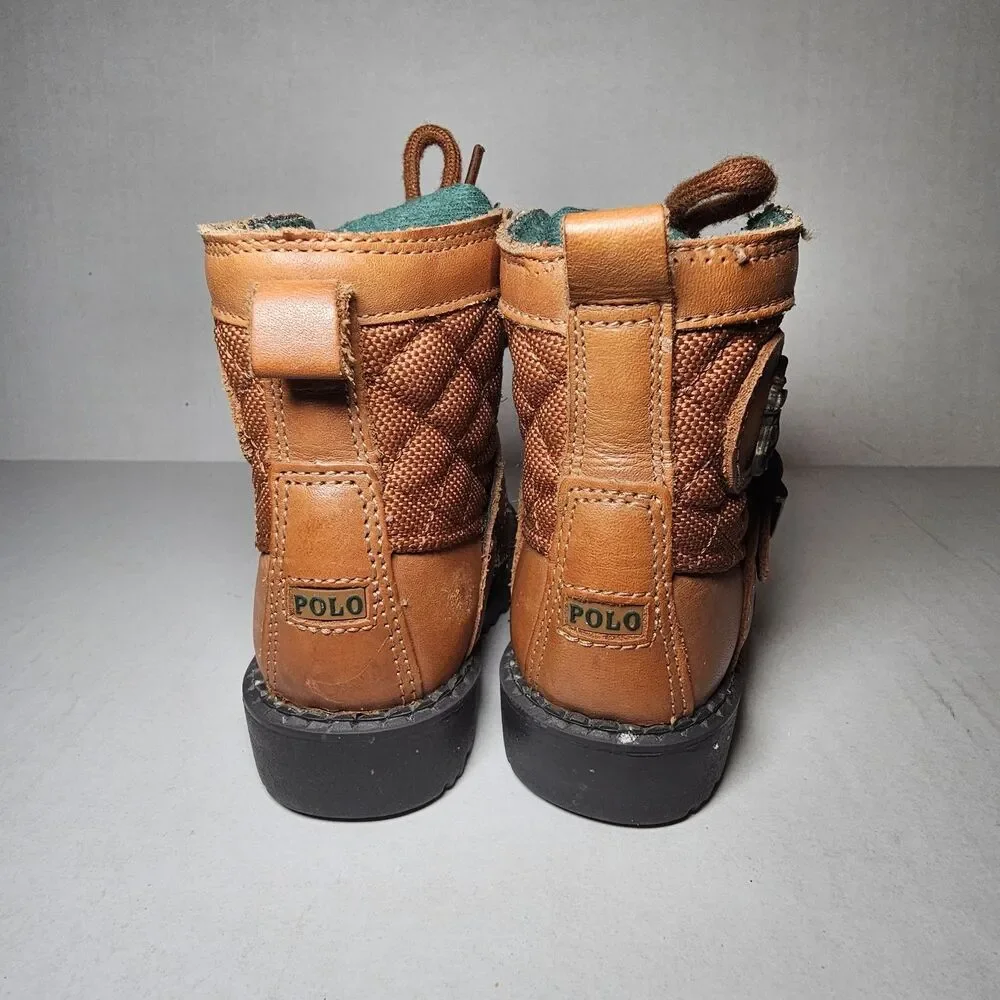 Polo Ralph Lauren Ranger Hi II Brown Tan Leather Toddler Boots Size 4